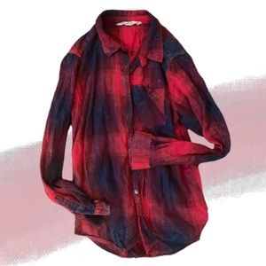 🌸 VANILLA STAR Red Plaid Button Flannel